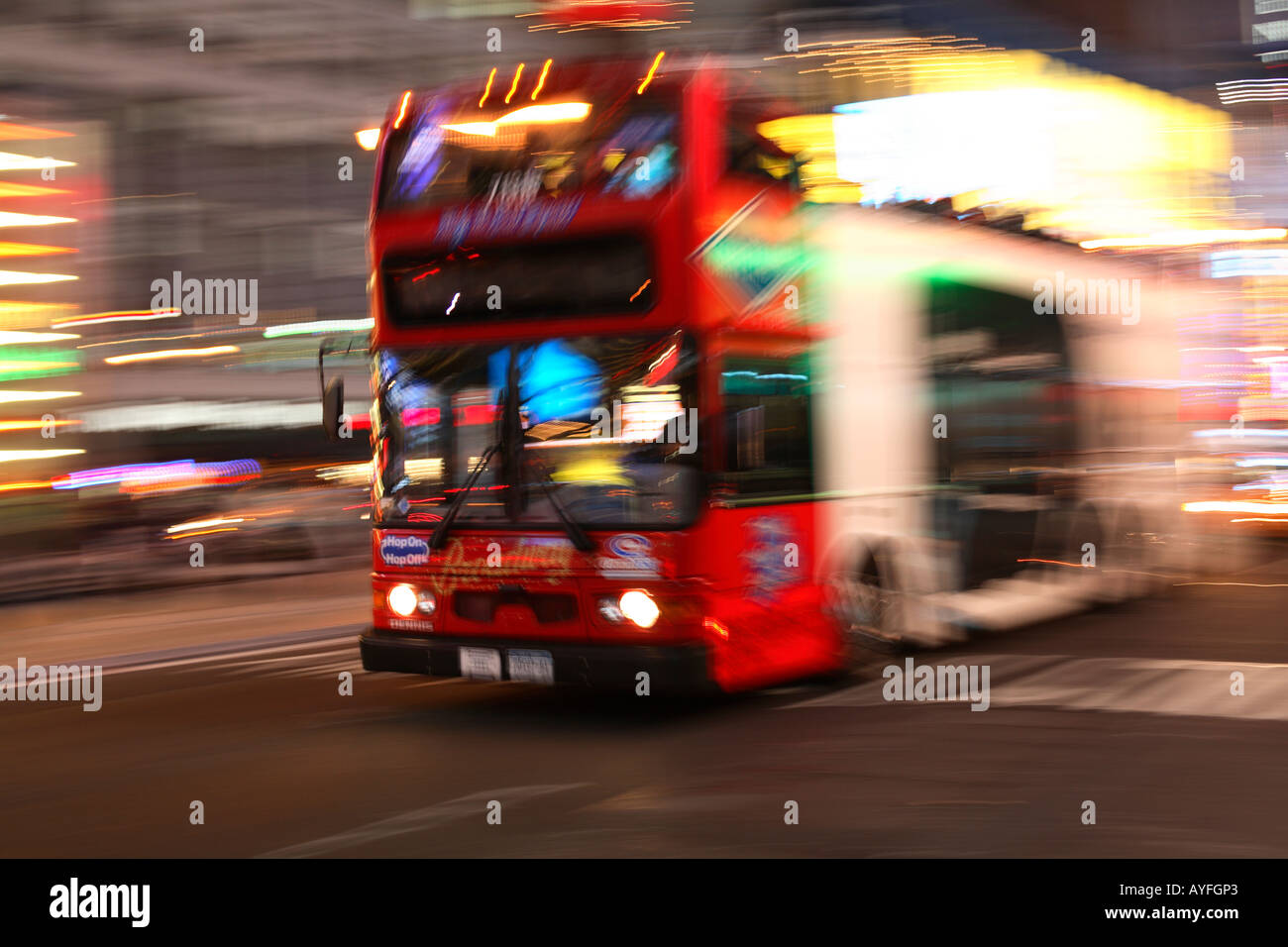 Tour Bus in Times Square, New York City Stock Photo
