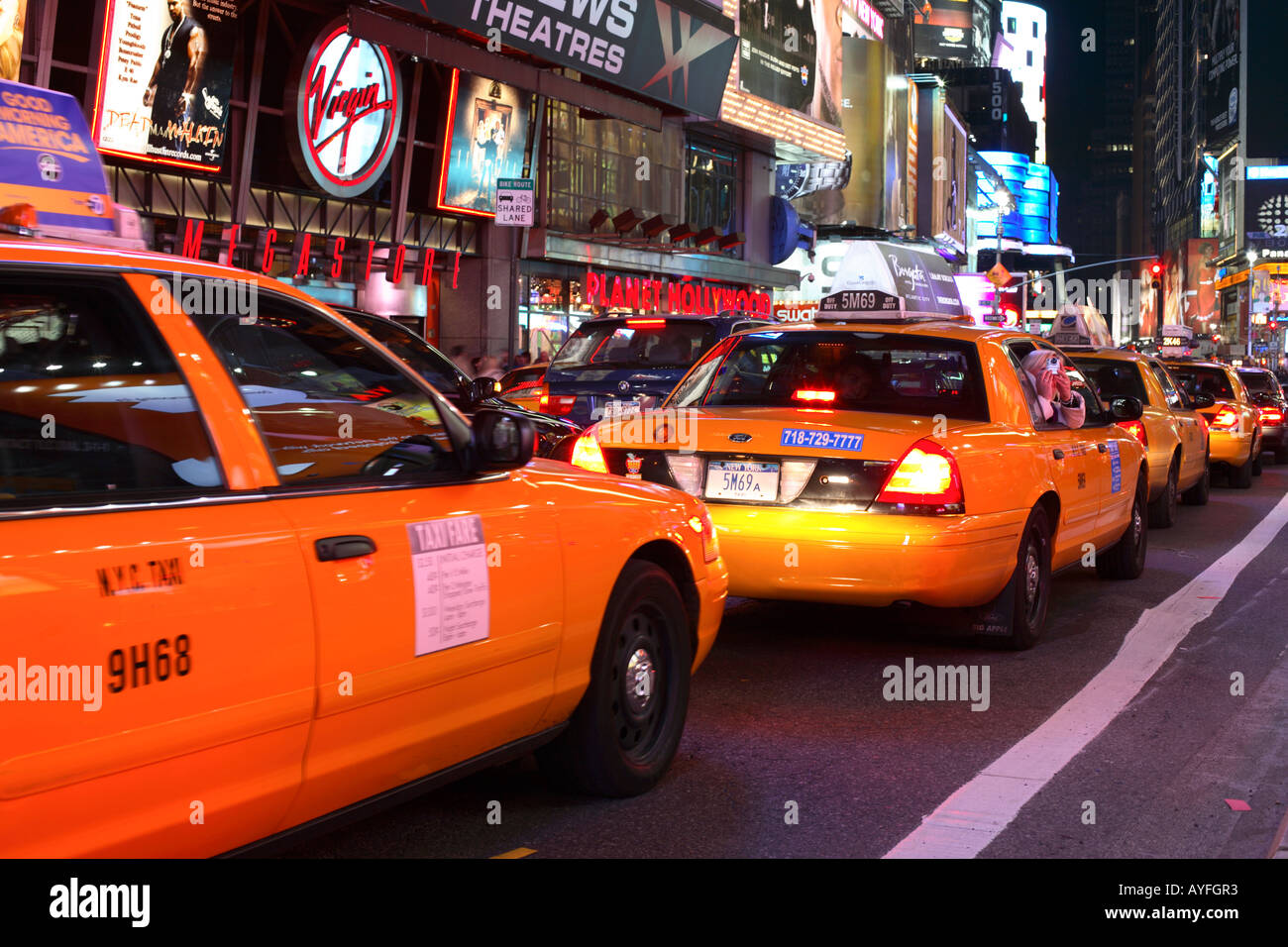 Taxi Cabs in Times Square, New York City Stock Photo Alamy