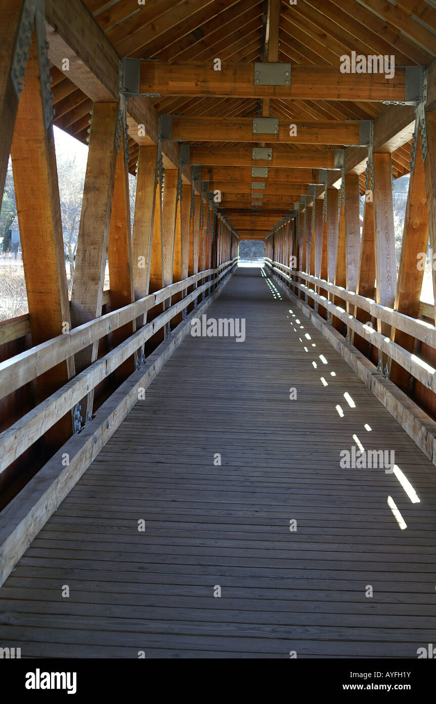 On the Riverwalk Covered Bridge over the Ammonoosuc River in Littleton