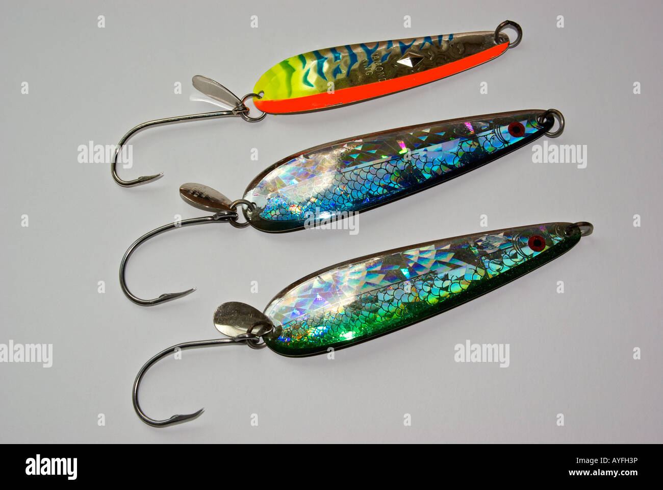 Luhr Jensen Diamond King and Coyote trolling spoons for salmon Stock