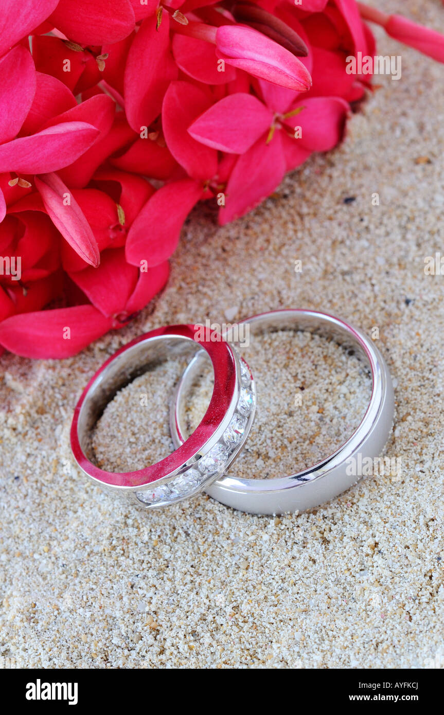 His And Hers Wedding Rings Stock Photo