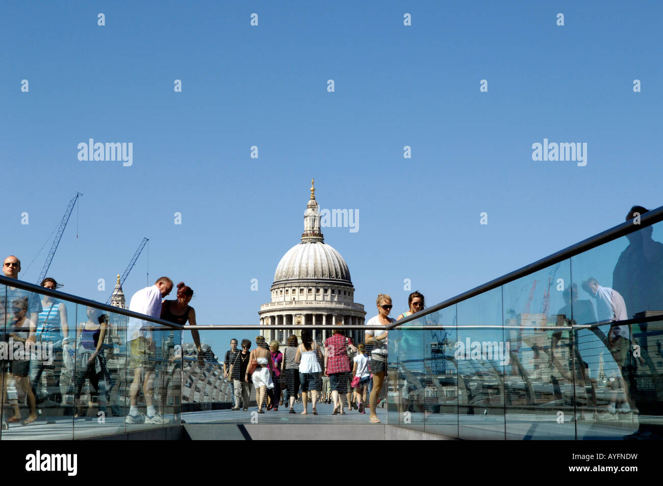 the millennium bridge near St Pauls cathedral , London Stock Photo Alamy