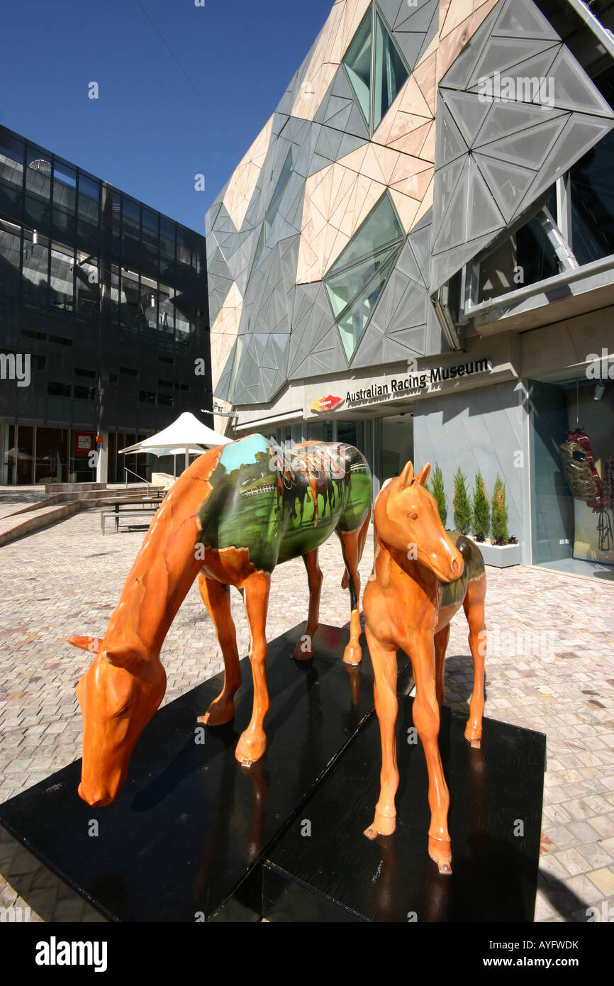 Statues of outside autalian racing museum federation square melbourne