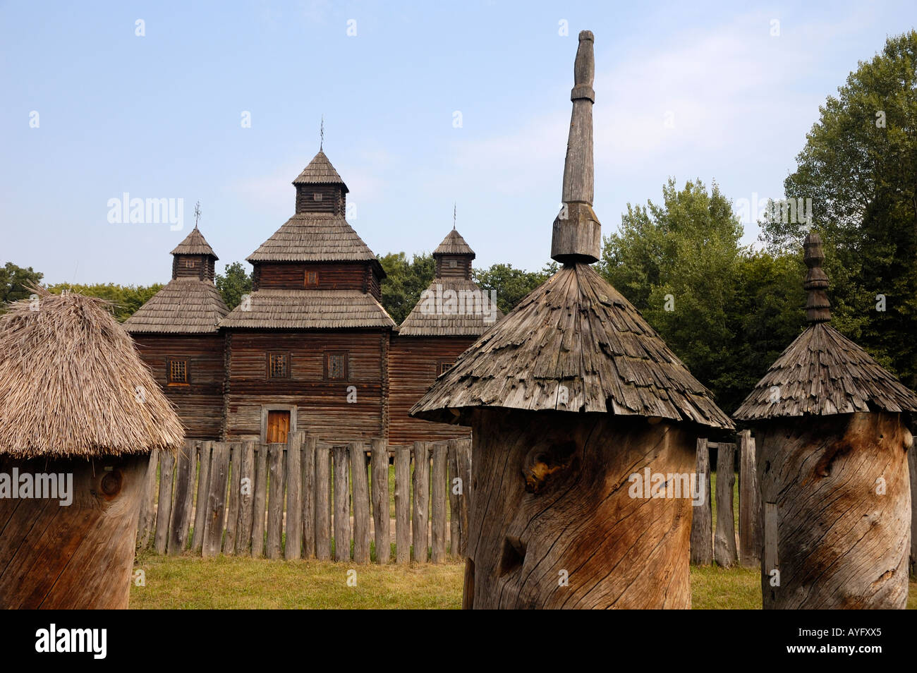 Ancient Ukrainian church and apiary yard Ukraine Eastern Europe travel