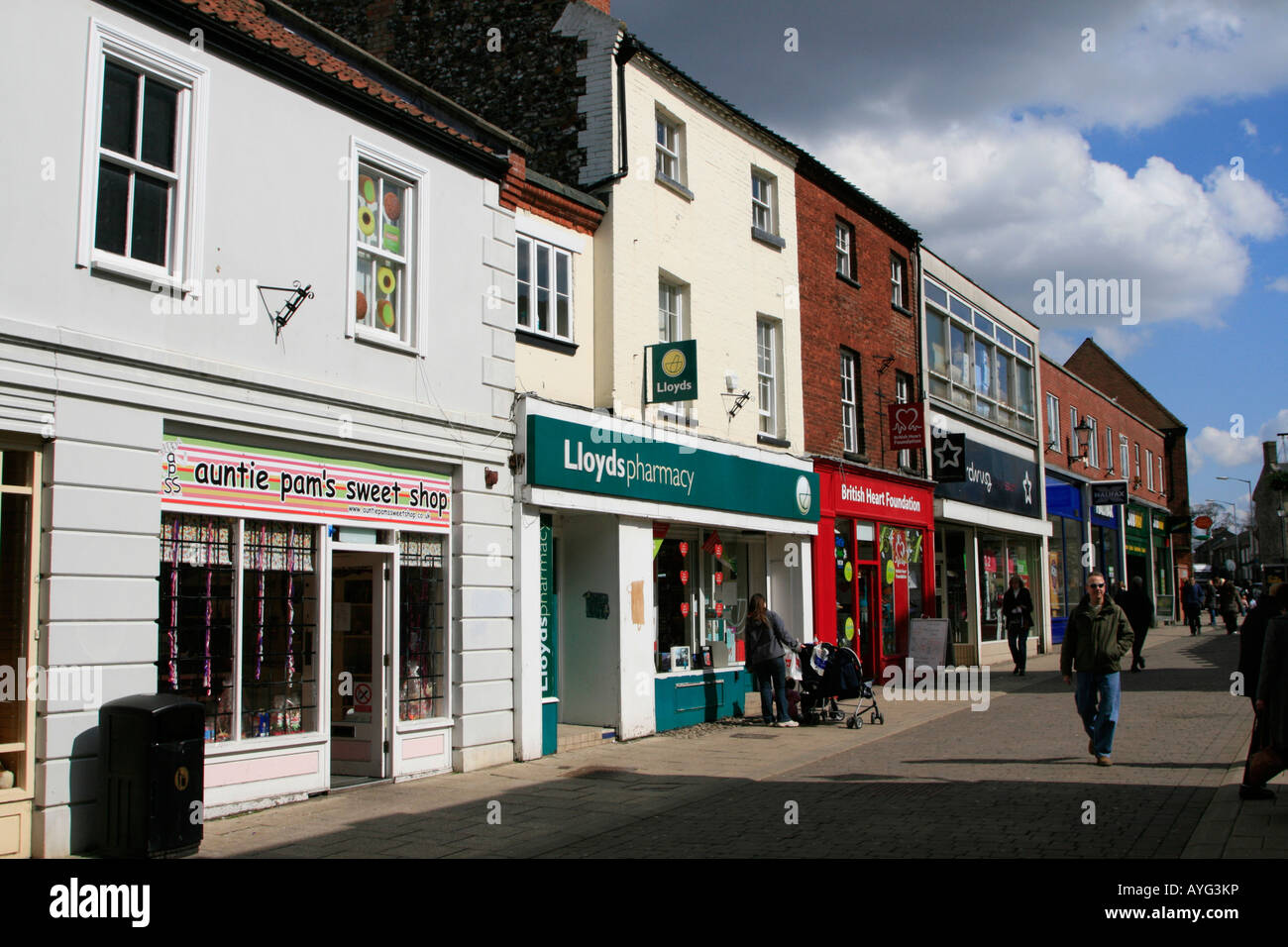 Thetford market town centre shops civil parish Breckland area of