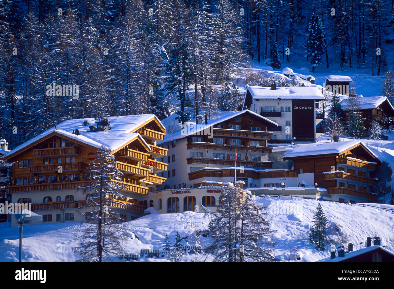 CHALETS IN ZERMATT SWITZERLAND Stock Photo