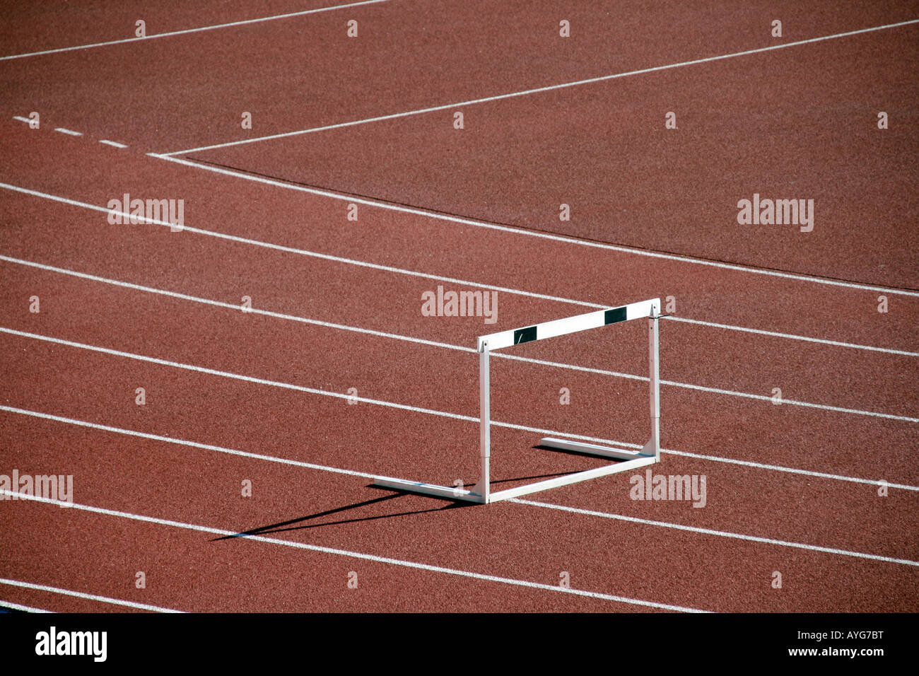 hurdle on athletic track Stock Photo Alamy