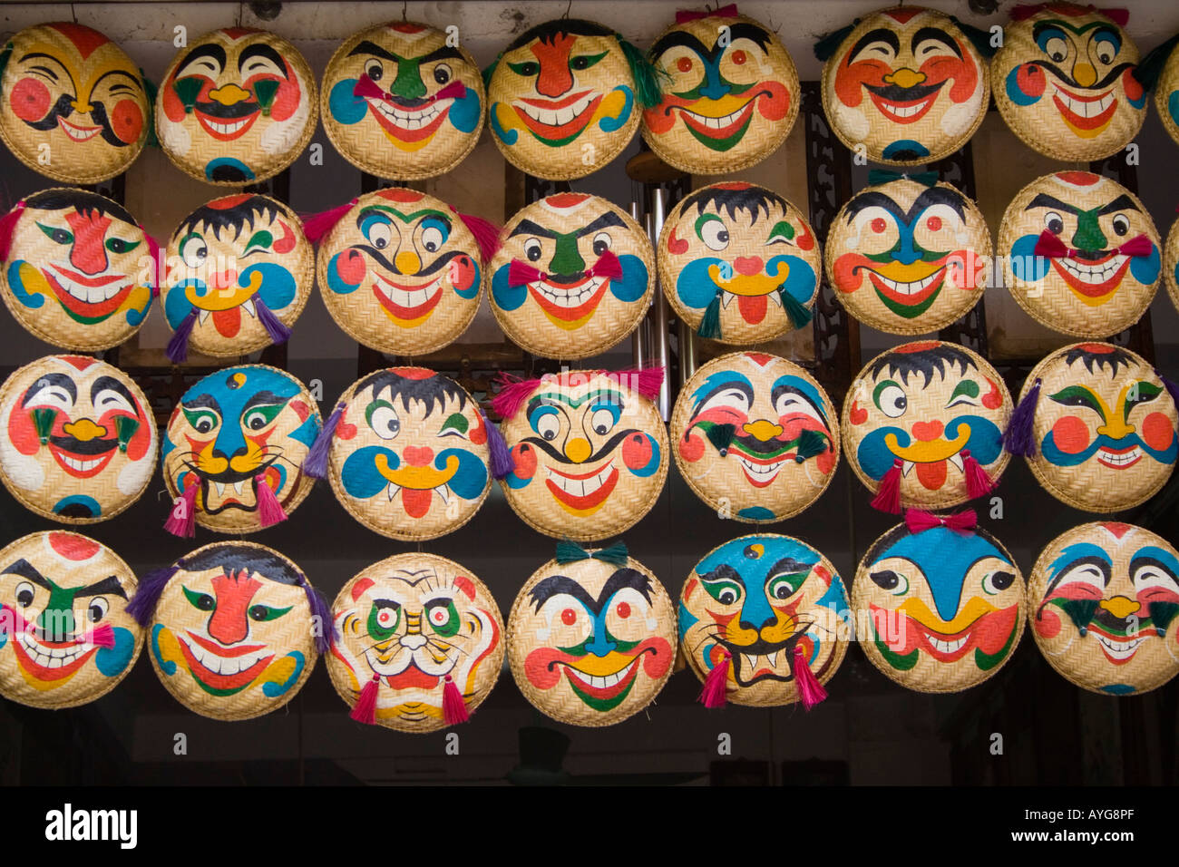 Traditional Baskets Painted with Faces Hanoi Vietnam Stock Photo