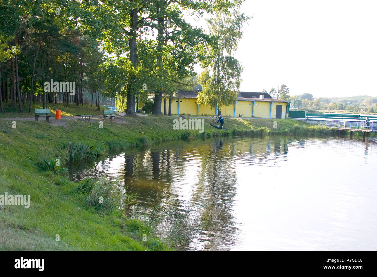 Tatar Lagoon and waterfront park. Rawa Mazowiecka Poland Stock Photo