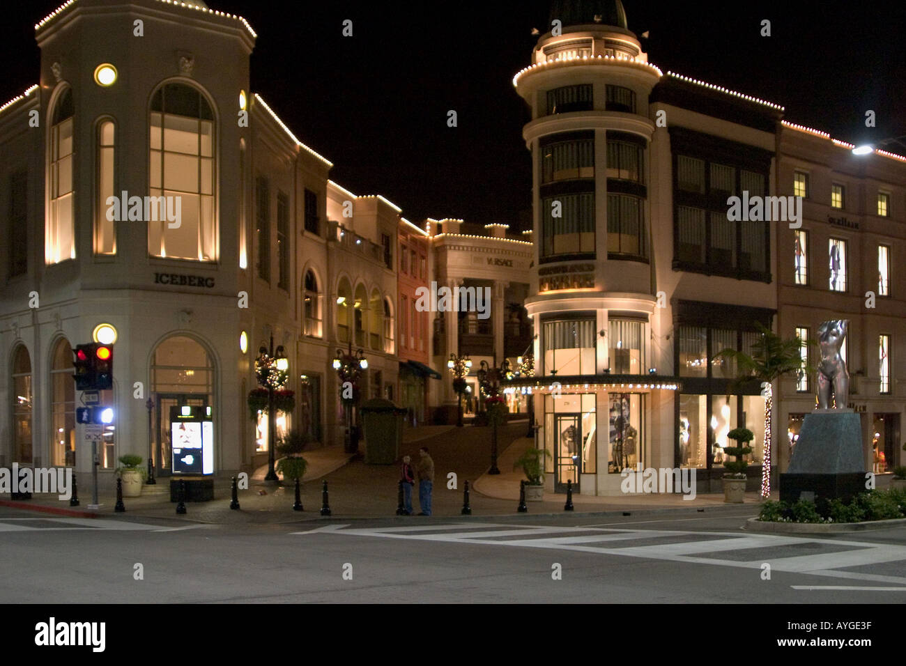 BEVERLY HILLS, CA ~Night View RODEO DRIVE Shopping Xmas Lights? 4¾