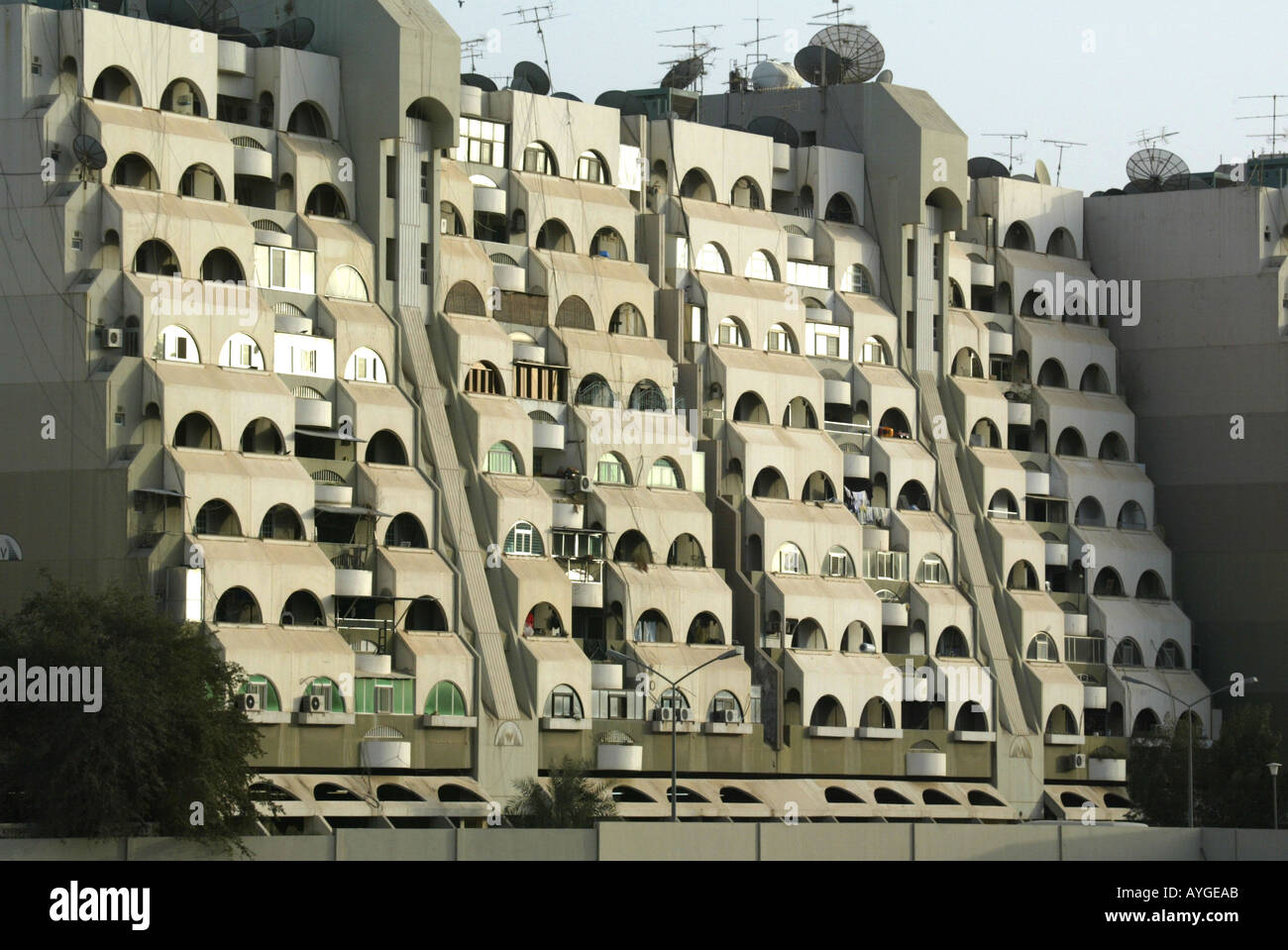 Modern style apartment building in downtown Kuwait City Kuwait along