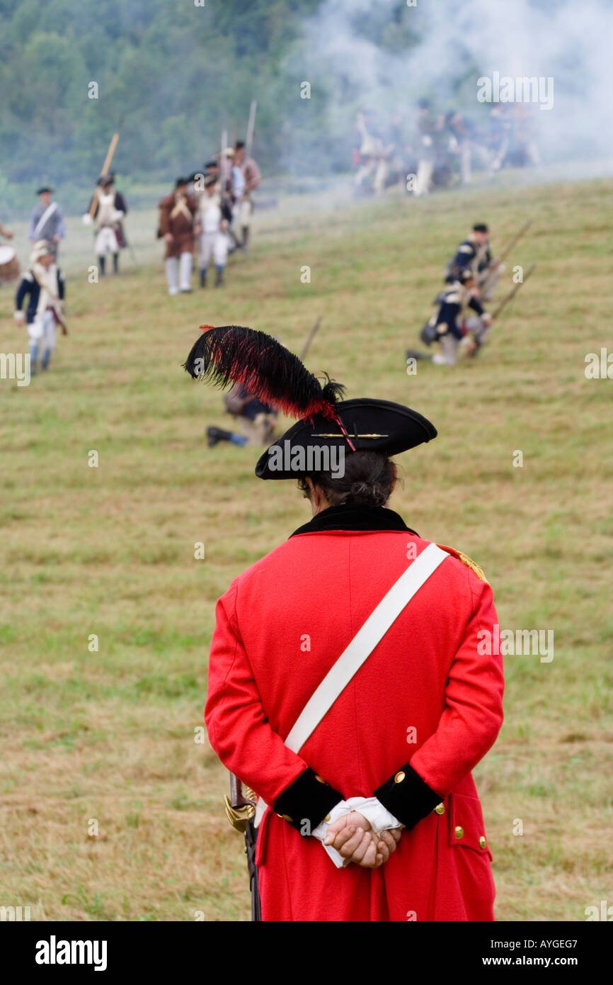 British Officer Observer at the Battle of Bennington Triumph for the American Colonists Vermont Revolutionary War Reenactment Stock Photo