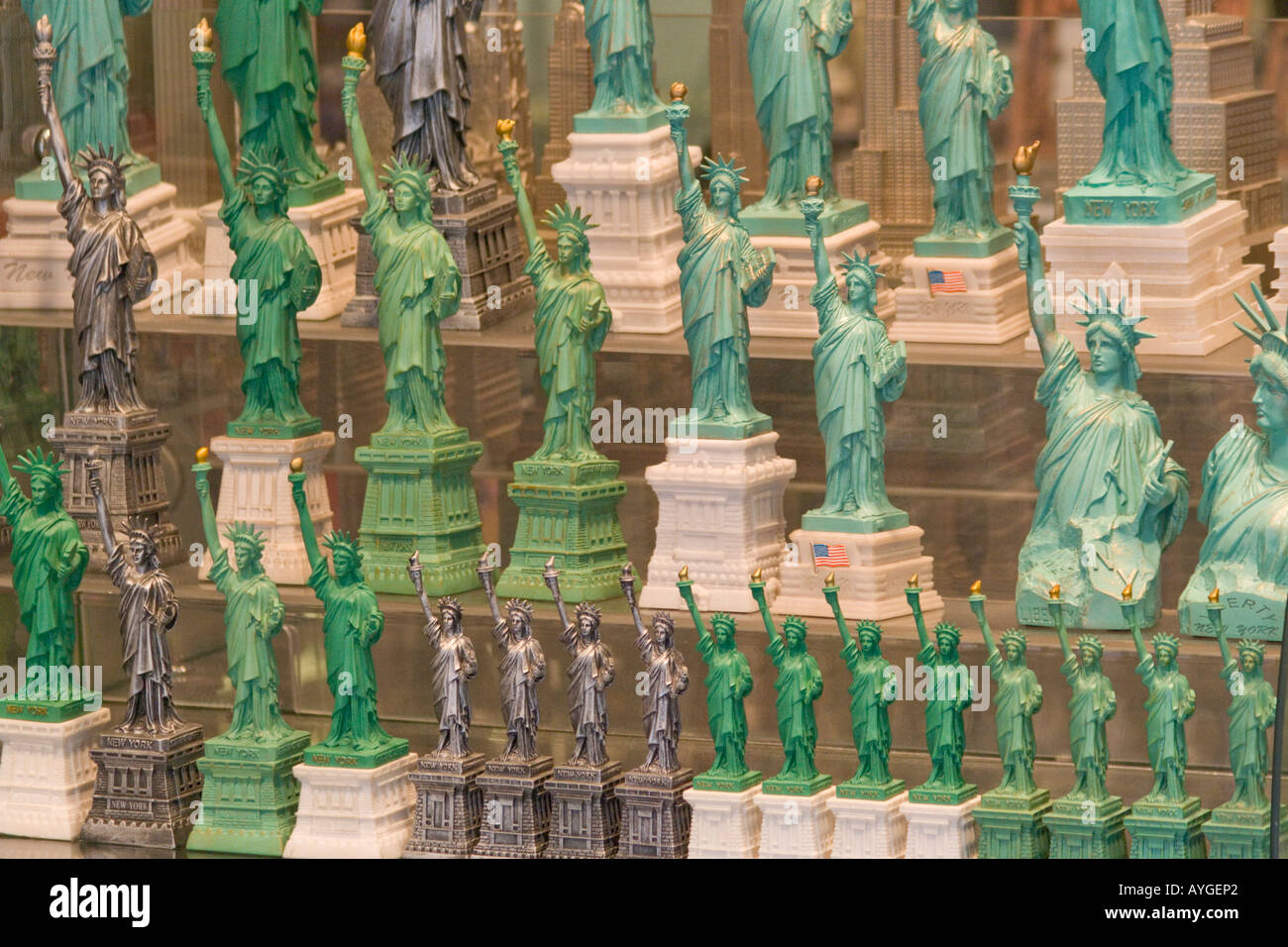 Small Souvenir Copies of the Statue of Liberty in a Times Square