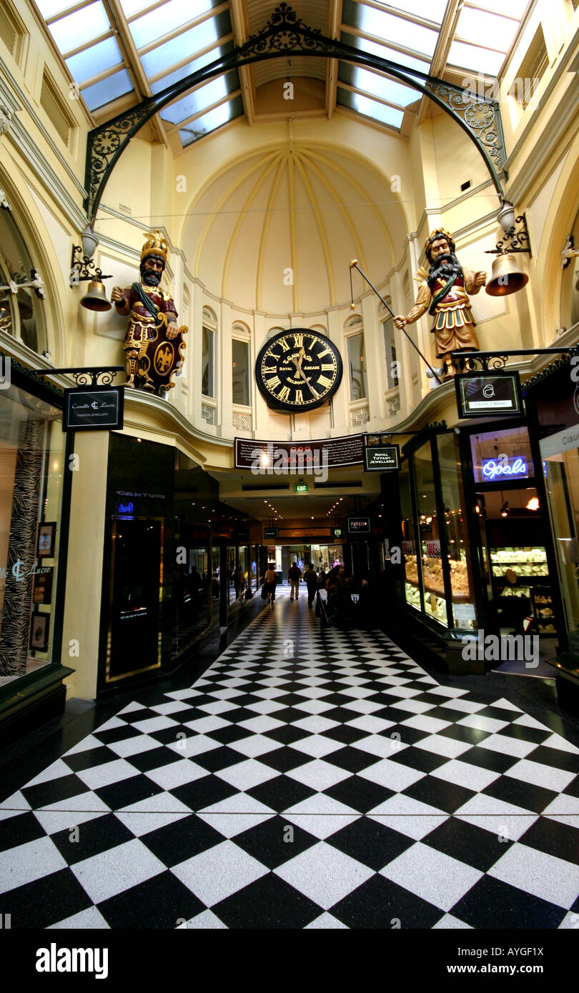 Victorian architecture of the Royal Arcade Melbourne Australia Stock Photo