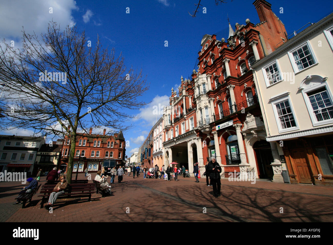 Ipswich town centre shopping county town of suffolk east anglia england ...