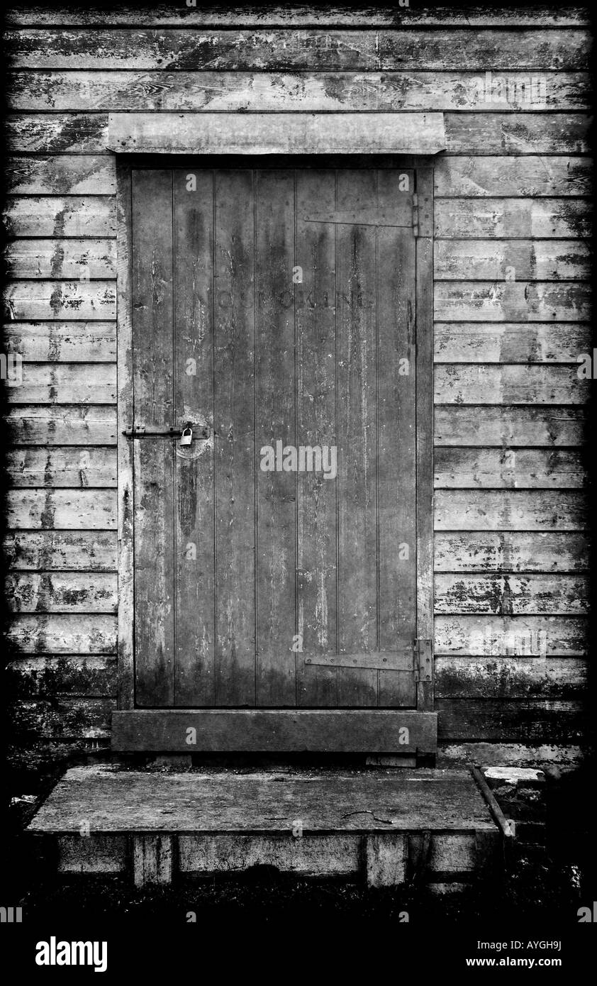this old wooden door always remains locked Stock Photo
