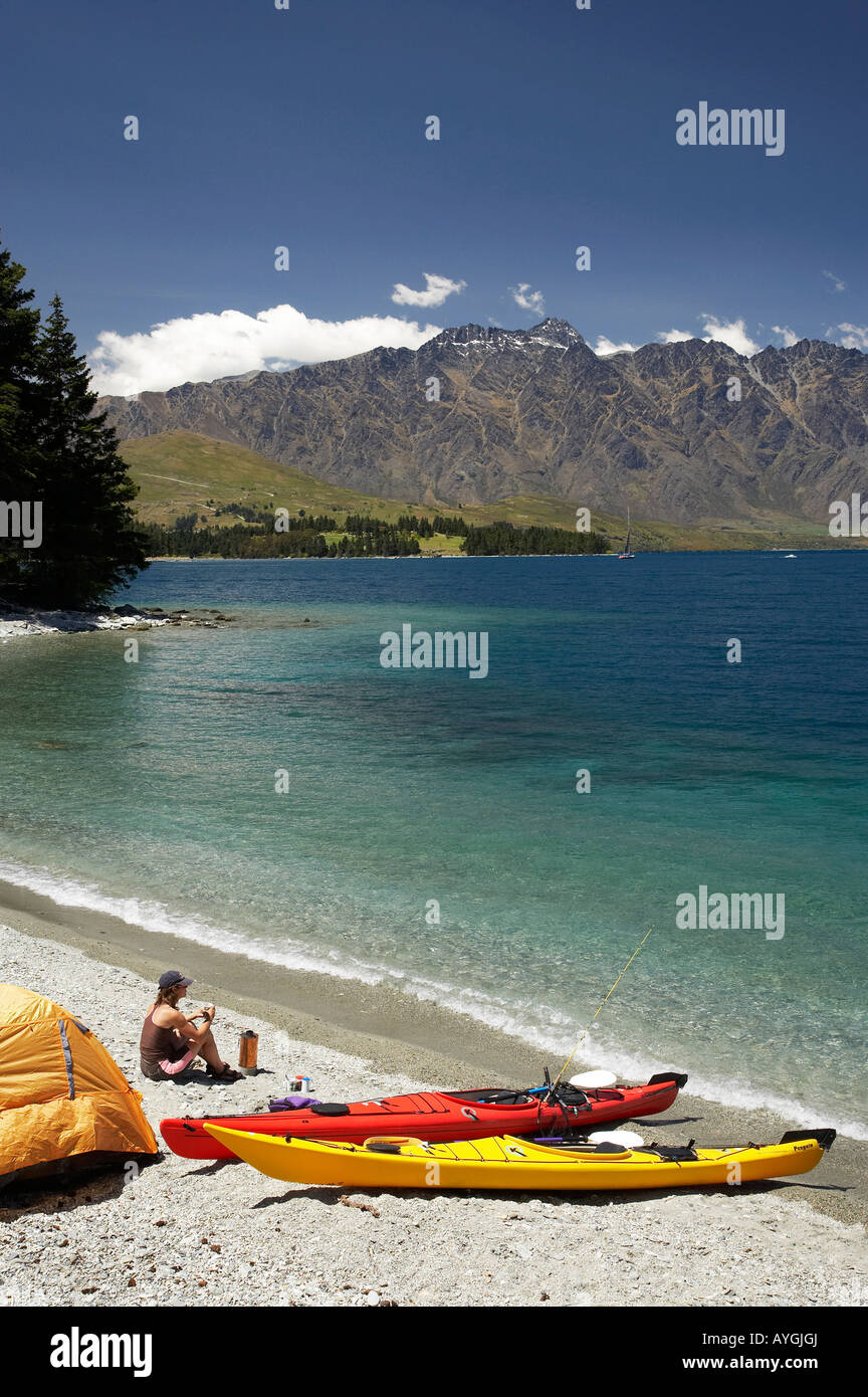 Tent Kayaks and The Remarkables Lake Wakatipu Queenstown South Island ...