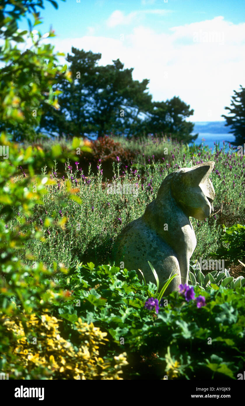 Stone cat sculpture in the garden grounds of Belfast Castle, Cavehill