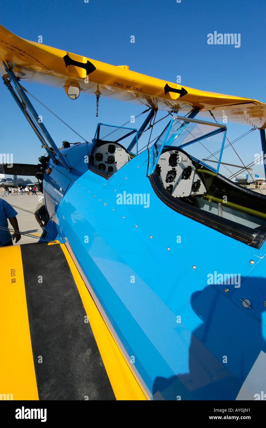 Bi wing airplane of the WW I era at the Air Show at Selfridge Air Force Base Mt Mount Clemens Michigan MI Stock Photo