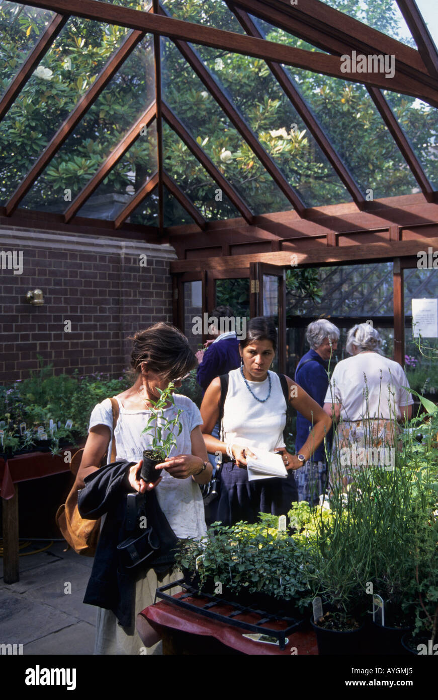 people buying plants in Chelsea Physic Garden London United Kingdom