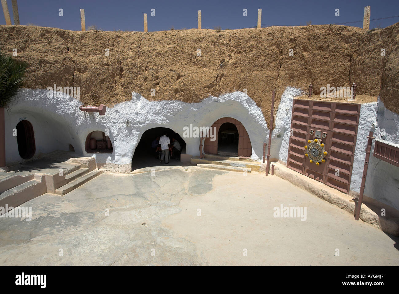 Star Wars movie film set door still featured at the underground Hotel Sidi Driss Matmata Tunisia Stock Photo