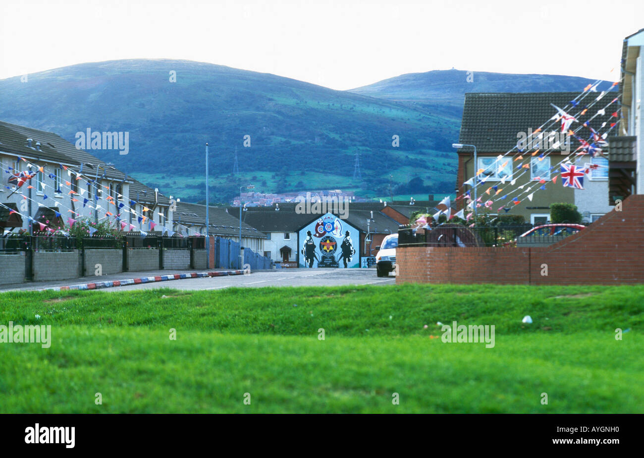 houses in the Loyalist community of West Belfast Northern Ireland Stock Photo