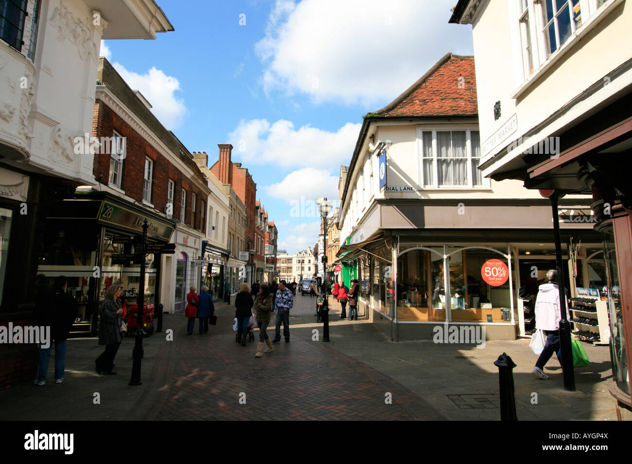 Ipswich town centre shopping county town of suffolk east anglia england ...