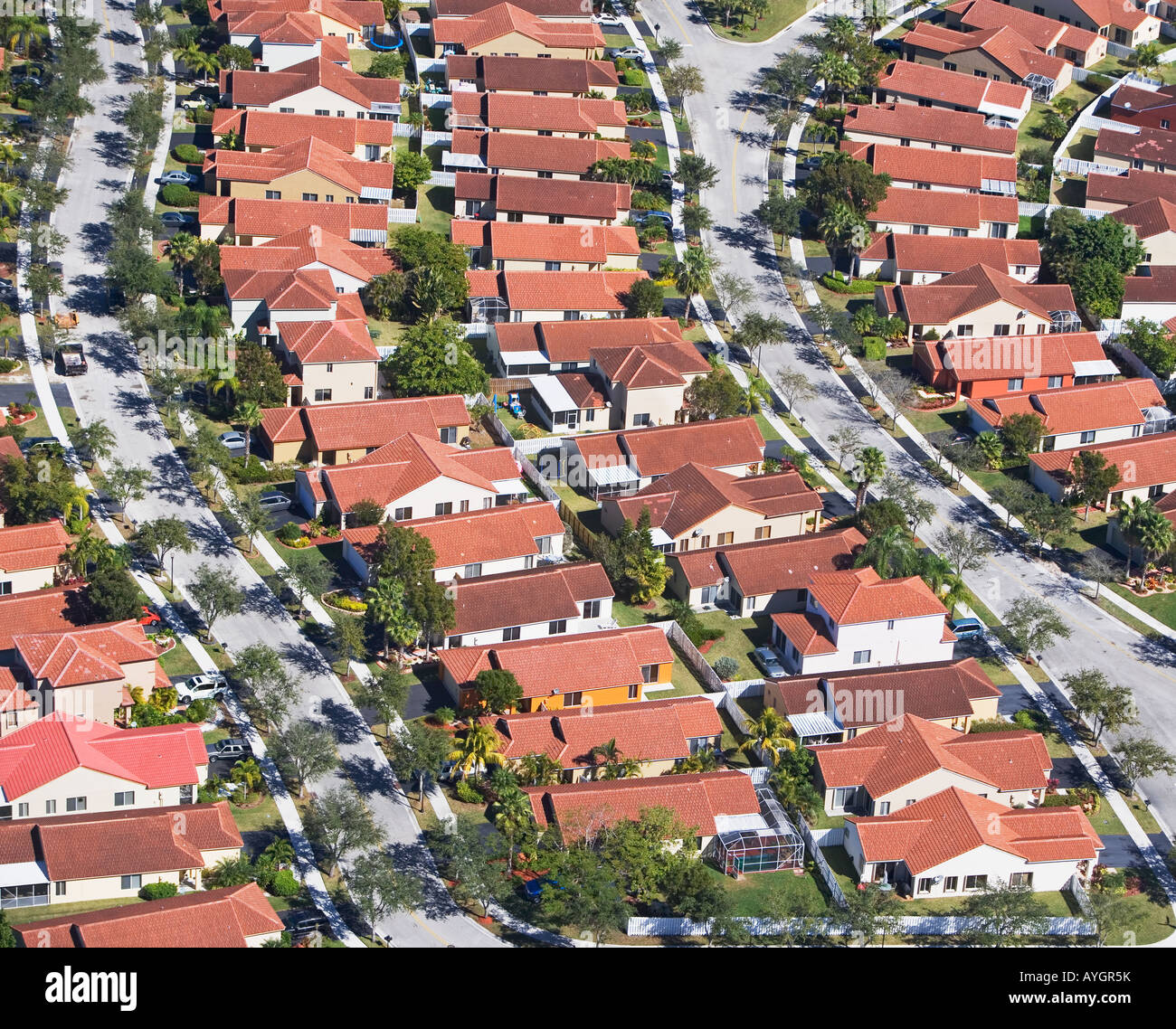 aerial of housing community Stock Photo Alamy
