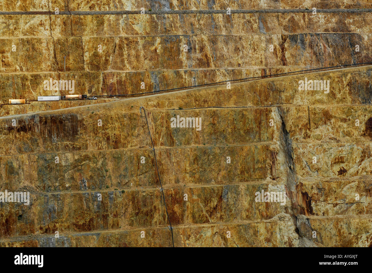 Tiered wall of the open cast Martha gold mine in Waihi New Zealand 31 10 2007 Stock Photo