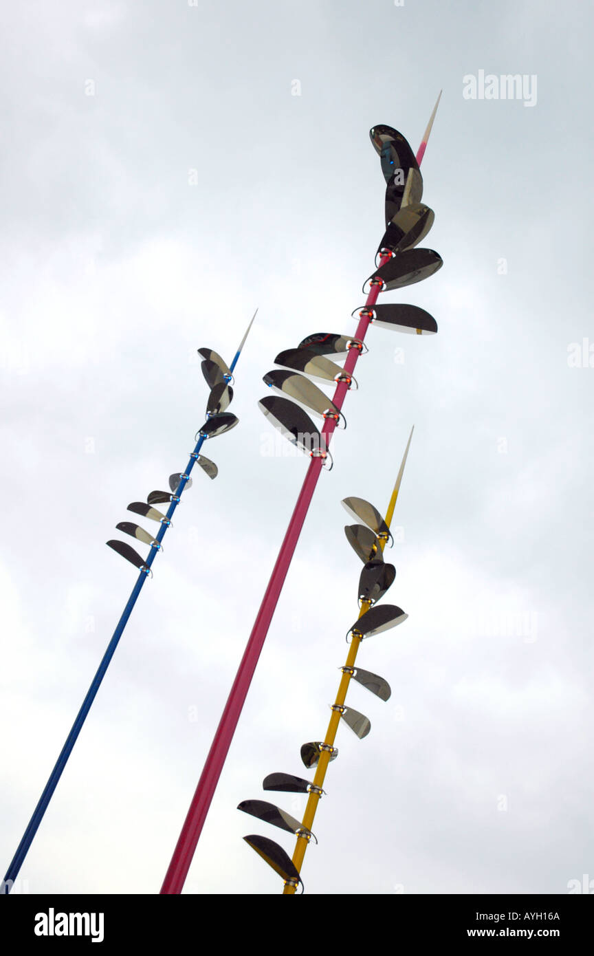 Illuminated light wands 20 25 30 metres high sculpture at Rotunda Square Bullring Birmingham england Stock Photo
