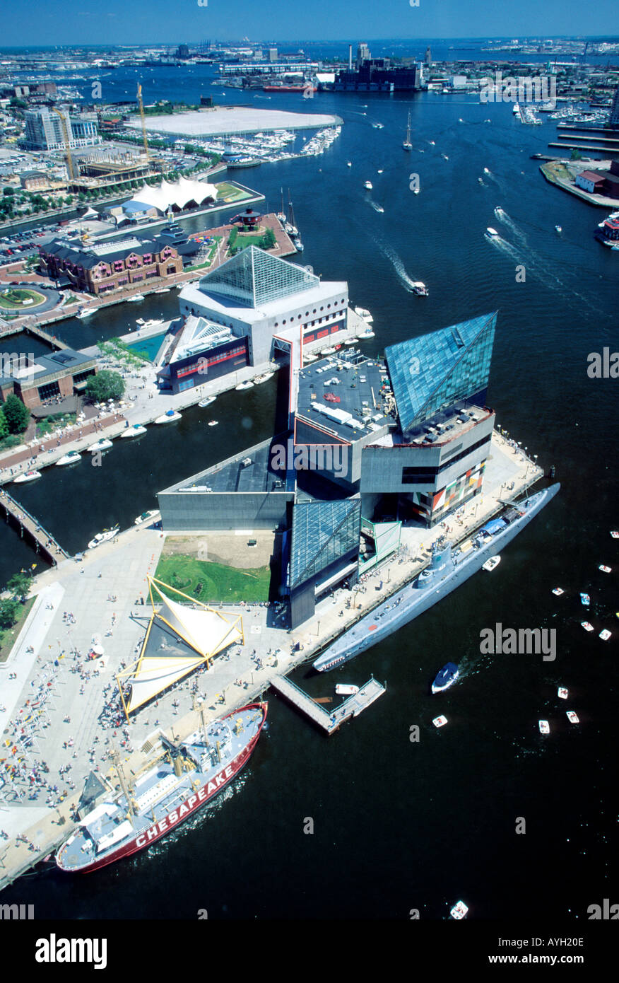 Aerial View of Baltimore Inner Harbor and National Aquarium Baltimore