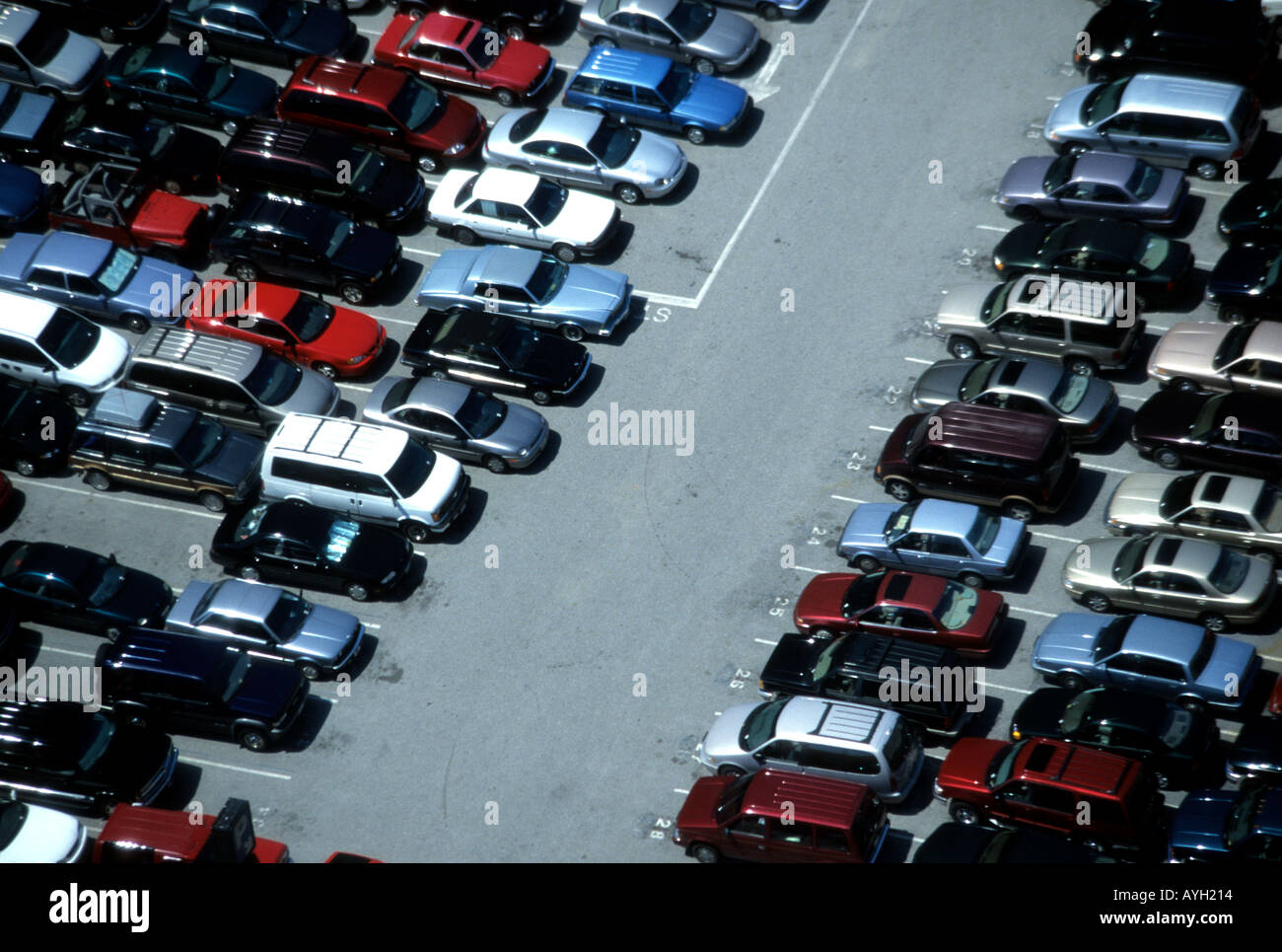 Aerial view of a Parking Lot Stock Photo - Alamy
