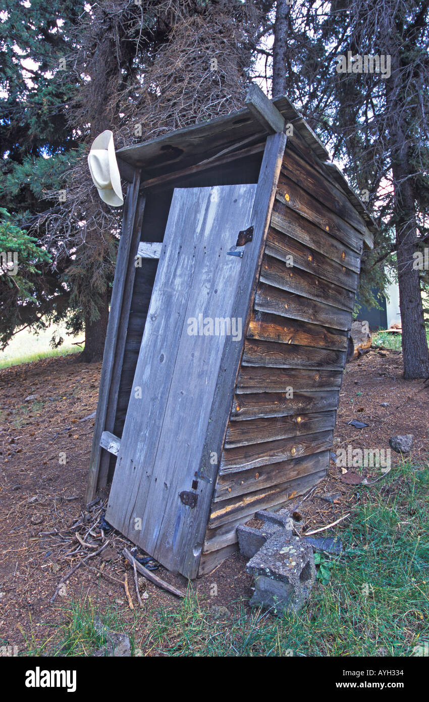 Old outhouse bathroom Stock Photo
