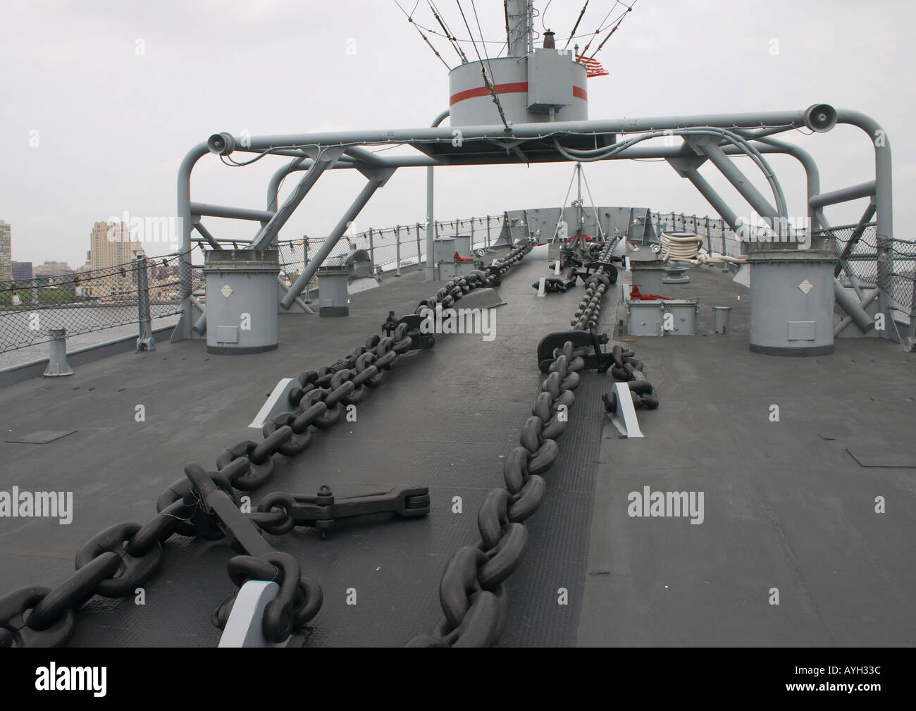 Anchor chains on the Battleship USS New Jersey Stock Photo