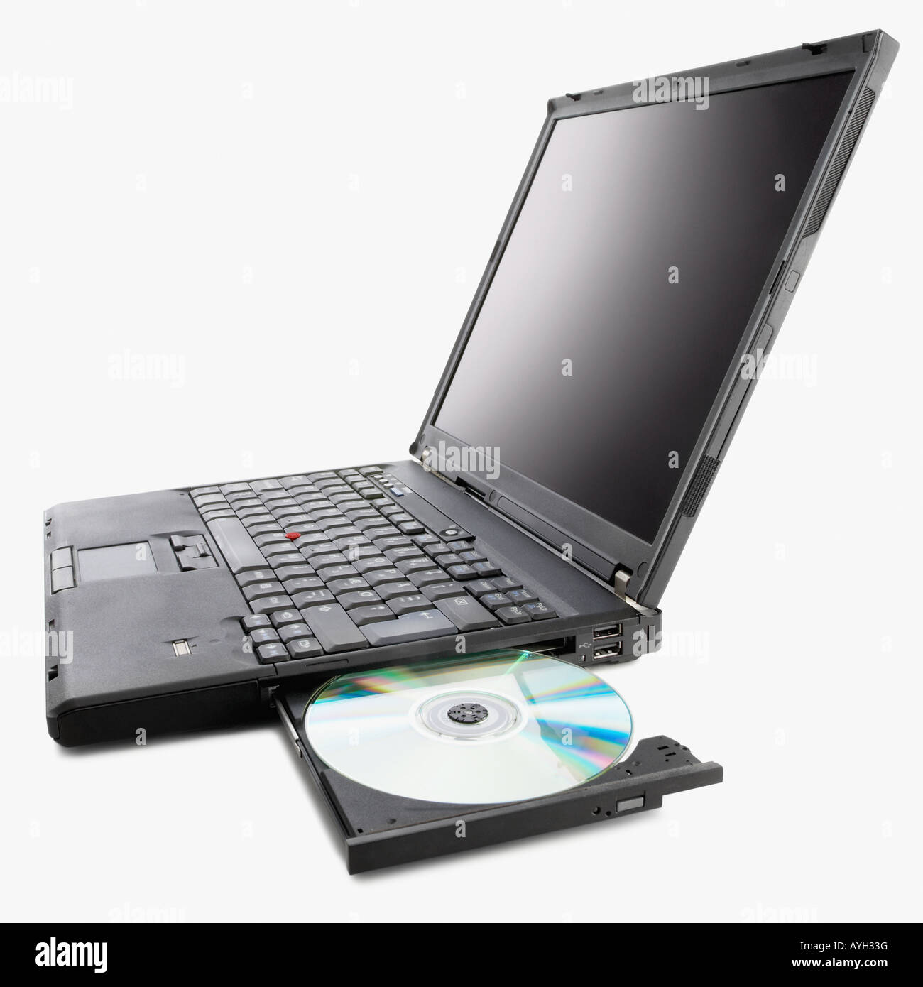 Laptop with cd rom drive open Stock Photo - Alamy