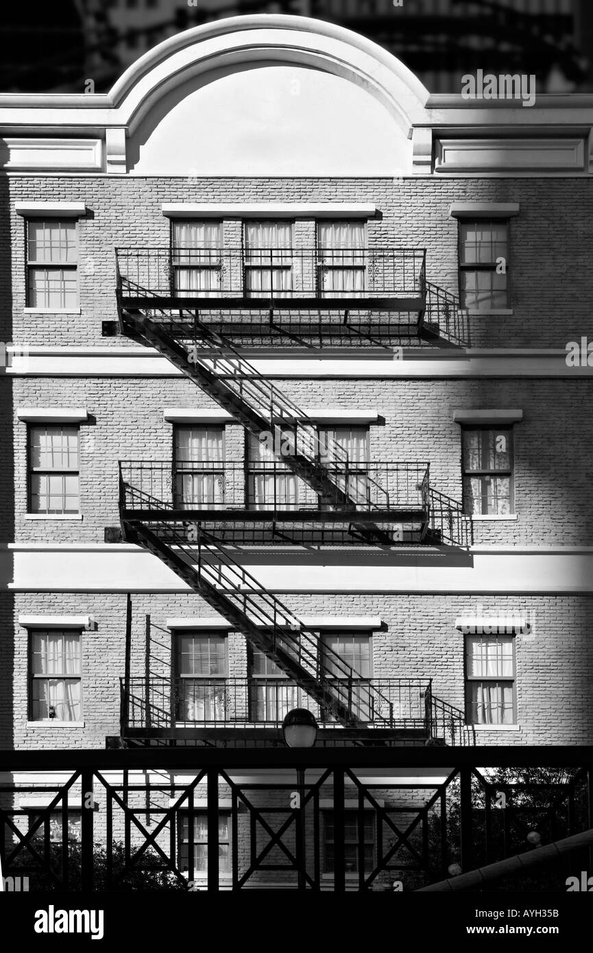 Old 1930s style New York City apartment building - three story loft Stock Photo