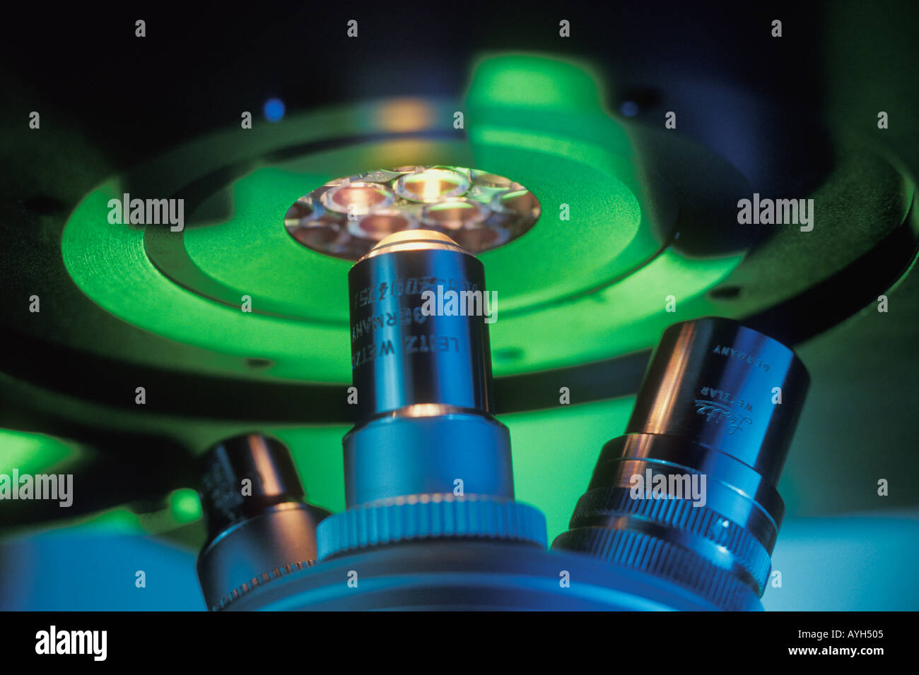 Inverted microscope or upside down microscope in medical research lab