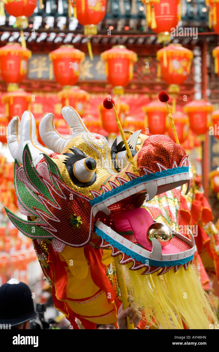 Chinese dragon dance performed hi-res stock photography and images - Alamy