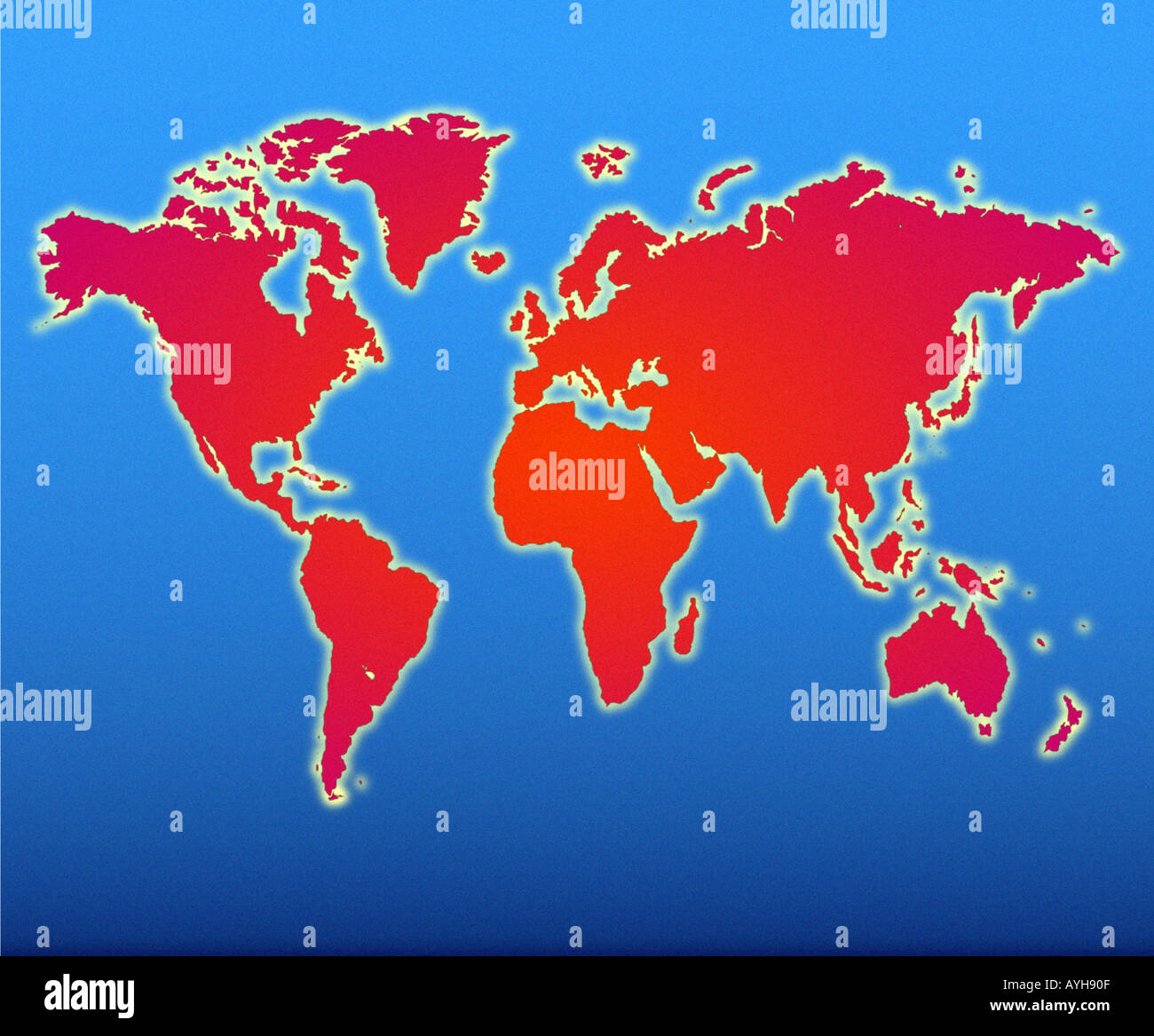 Flat world map hi res stock photography - World Map AYH90F 