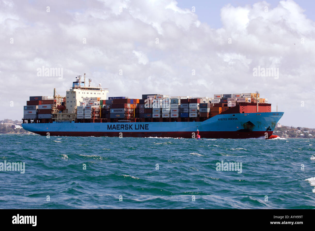 Maersk Line container ship Nysted Maersk departing Auckland New Zealand