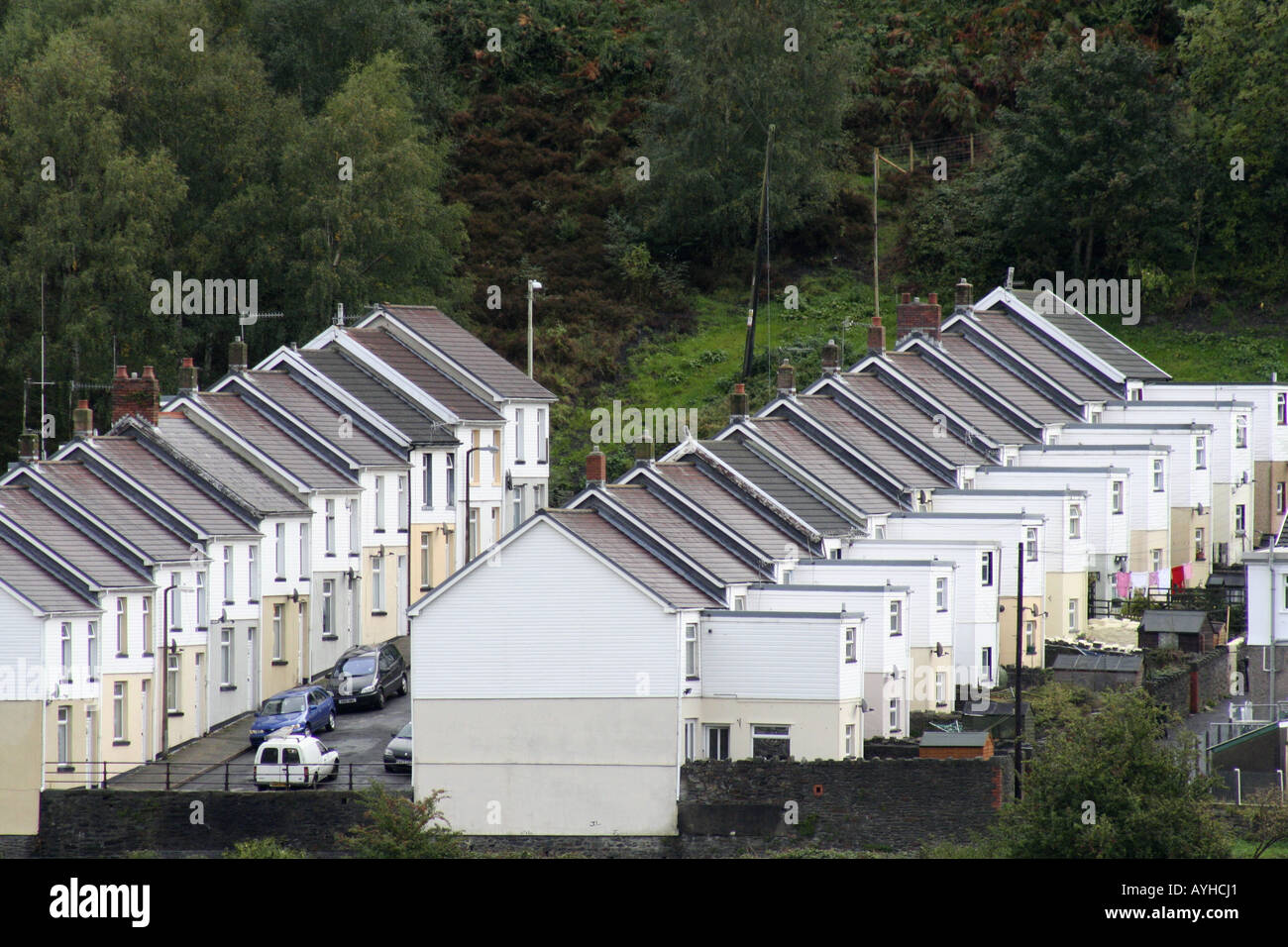 Terraced Houses Troedyrhiw Wales Stock Photo Alamy