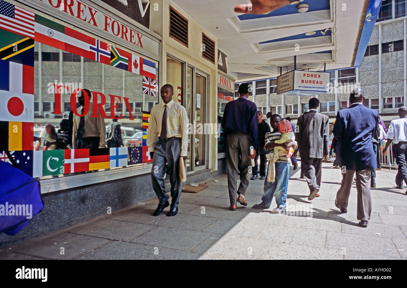 AFRICA KENYA NAIROBI Street scene in downtown Nairobi Money change