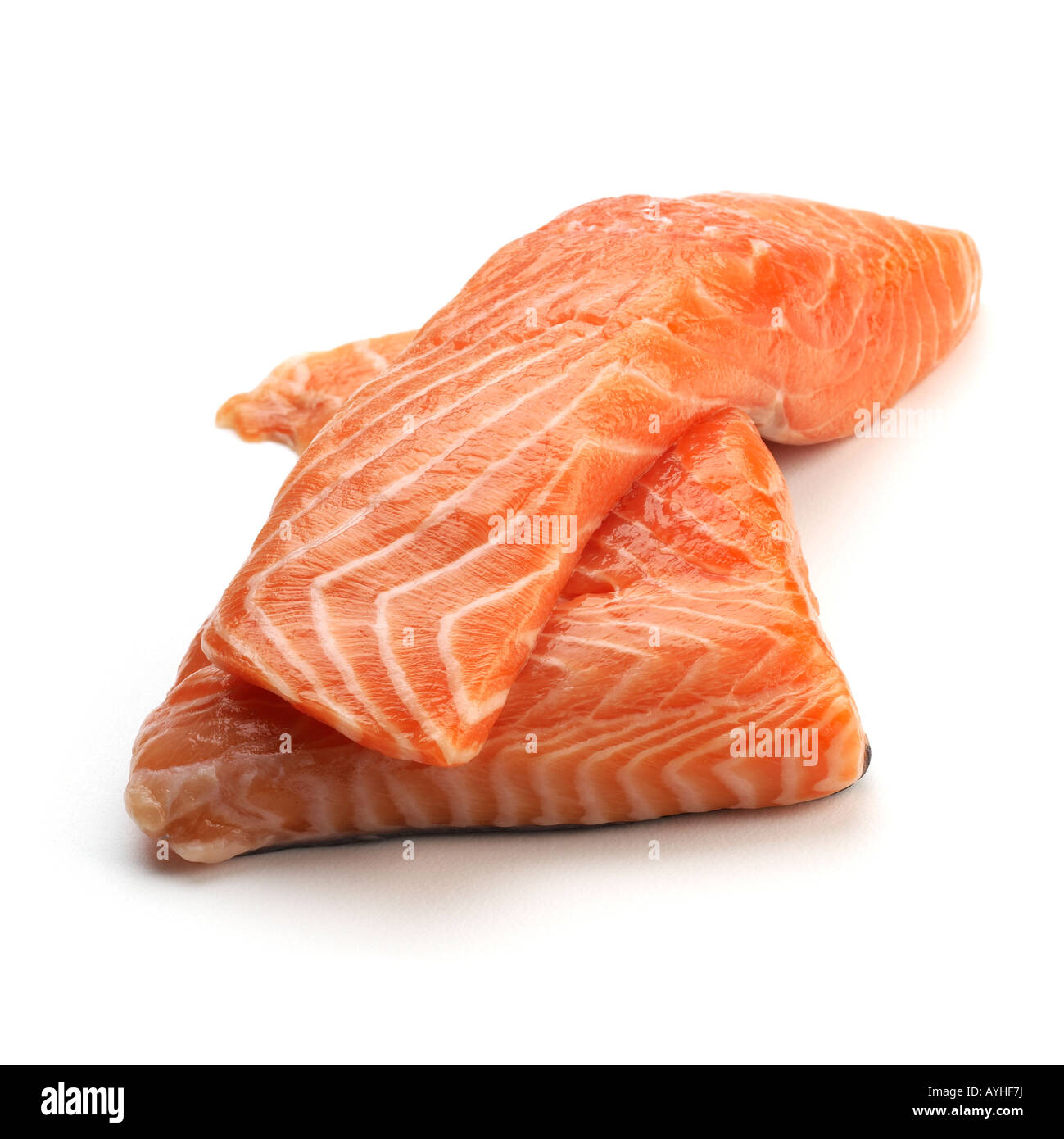 Salmon fillets on white background Stock Photo
