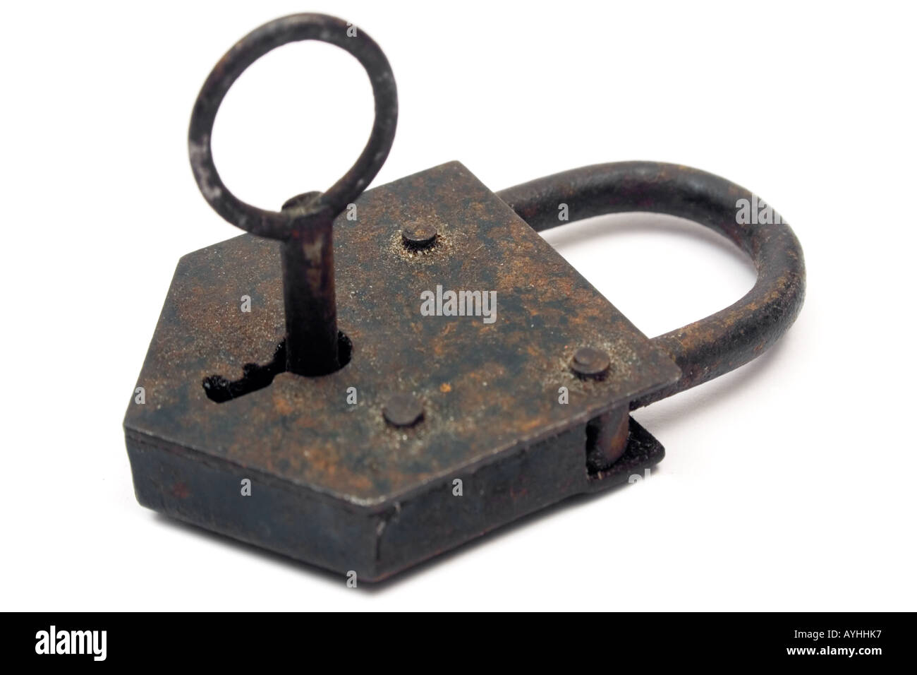 Rusty Padlock w/ Key Stock Photo Alamy