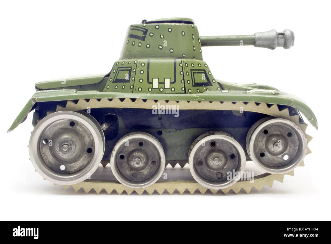 Old Toy Tank (Side View) Stock Photo