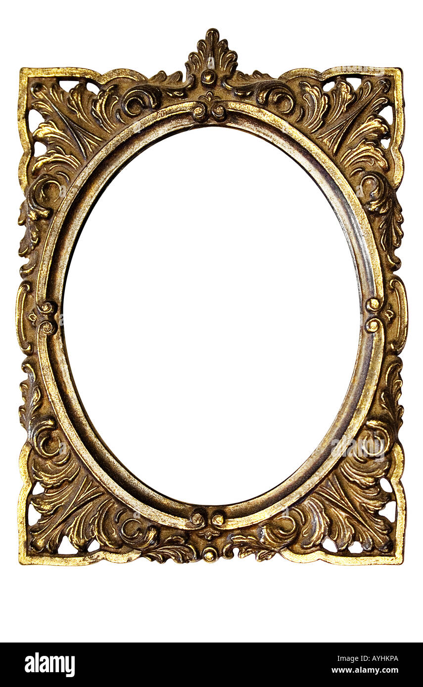 Dirty Old Ornamented Oval Picture Frame Stock Photo