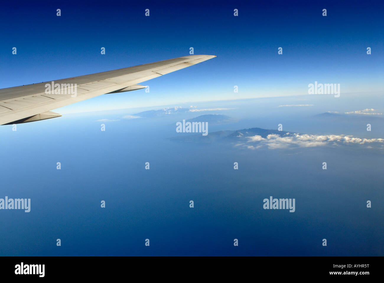 Flying over Hawaiian Islands Stock Photo