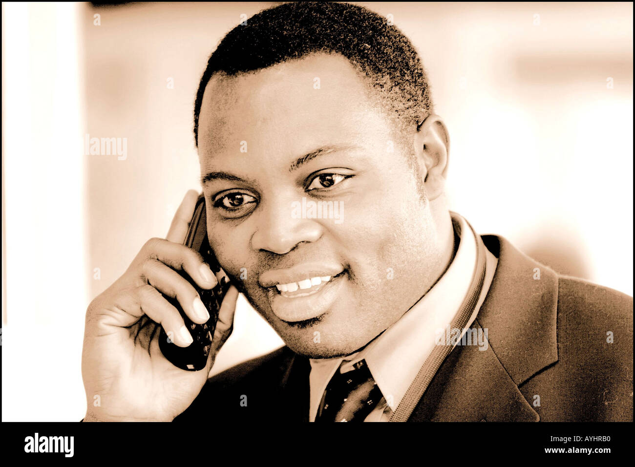 Afrikanischer Geschaeftsmann sepia Stock Photo