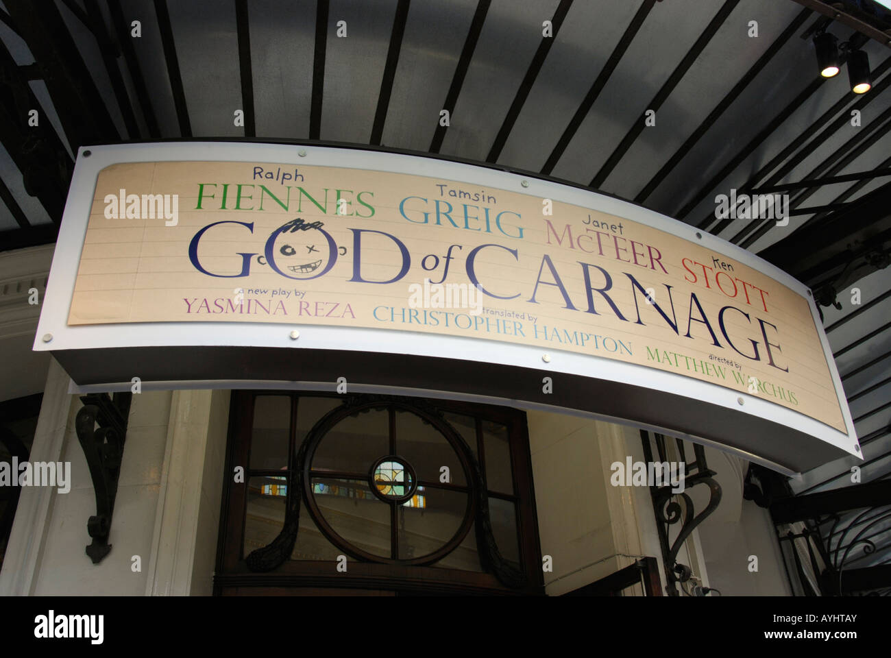 Advertisement for the play God of Carnage outside the Gielgud Theatre London Stock Photo