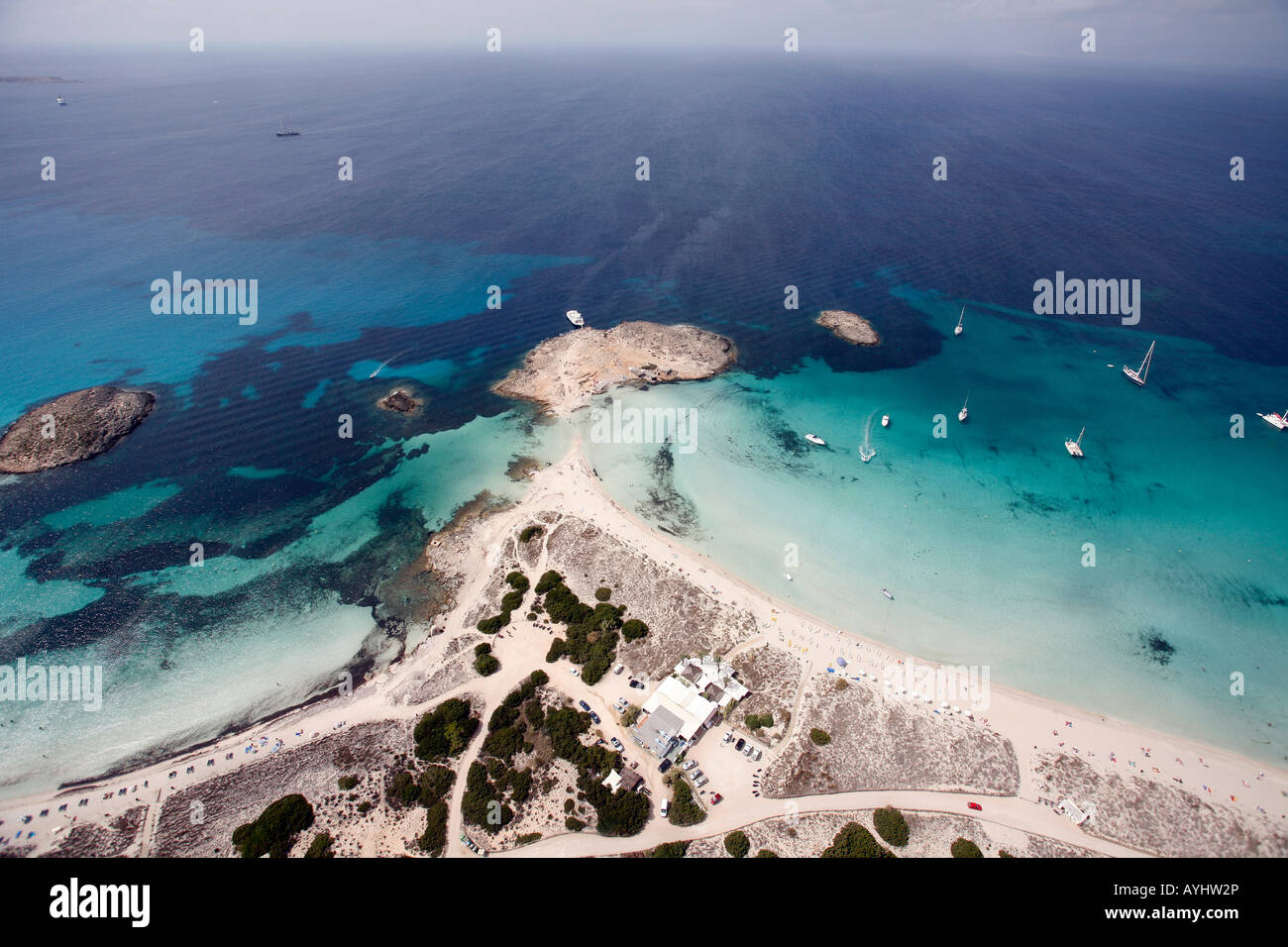 Aerial view of a beach in Ibiza Stock Photo